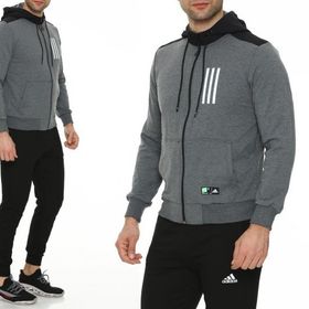 Adidas Siyah Cotton Pamuk Kalın Erkek Sweat