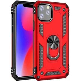 Adige Apple iPhone 11 Pro Max Vega Yüzüklü Standlı Darbe Korumalı Kırmızı Kılıf