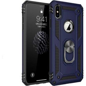 Adige Apple iPhone X Vega Yüzüklü Standlı Darbe Korumalı Lacivert Kılıf