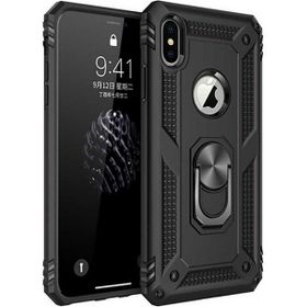 Adige iPhone XS Max Vega Yüzüklü Standlı Darbe Korumalı Siyah Kılıf