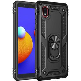 Adige Samsung Galaxy A01 Core Siyah Vega Yüzüklü Standlı Darbe Korumalı Kılıf