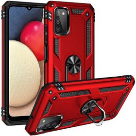 Adige Samsung Galaxy A03S Kırmızı Vega Yüzüklü Standlı Darbe Korumalı Kılıf