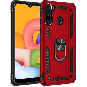 Adige Samsung Galaxy A21 Kırmızı Vega Yüzüklü Standlı Darbe Korumalı Kılıf