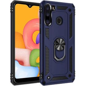 Adige Samsung Galaxy A21 Lacivert Vega Yüzüklü Standlı Darbe Korumalı Kılıf