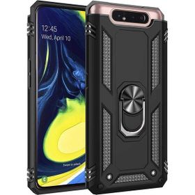 Adige Samsung Galaxy A80 Siyah Vega Yüzüklü Standlı Darbe Korumalı Kılıf