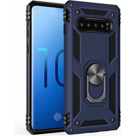 Adige Samsung Galaxy S10 Lacivert Vega Yüzüklü Standlı Darbe Korumalı Kılıf
