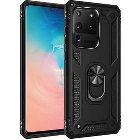 Adige Samsung Galaxy S20 Ultra Siyah Vega Yüzüklü Standlı Darbe Korumalı Kılıf