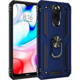Adige Xiaomi Redmi 8 Lacivert Vega Yüzüklü Standlı Darbe Korumalı Kılıf