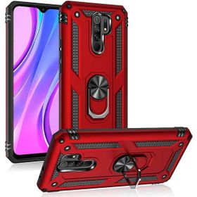 Adige Xiaomi Redmi 9 Kırmızı Vega Yüzüklü Standlı Darbe Korumalı Kılıf