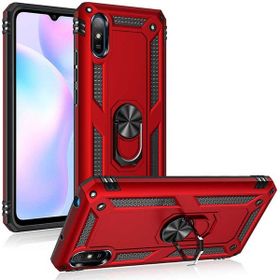 Adige Xiaomi Redmi 9A Kırmızı Vega Yüzüklü Standlı Darbe Korumalı Kılıf
