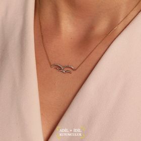 Adilidil 14 Ayar Taşlı Martı Kolye
