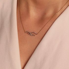 Adilidil 14 Ayar Taşlı Martı Kolye