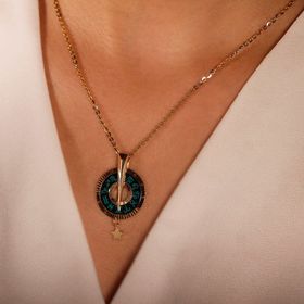 Adilidil Pul Zincir Hareketli Çark Burç Kolye