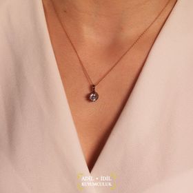 Adilidil Rose Renk Eskitme Taş Kolye