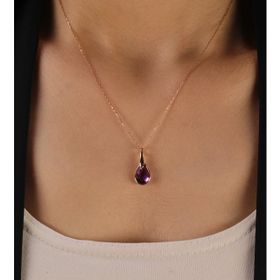 Adilidil Rose Renk Mor Taşlı Kolye