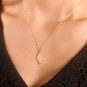Adilidil Yeni Model Taşlı Plaka Kolye