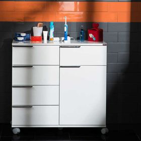 Adore Diamond MDL-05-BY-1-2 Lake Beyaz 5 Çekmeceli Banyo Dolabı