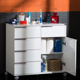 Adore Diamond MDL-05-BY-1-2 Lake Beyaz 5 Çekmeceli Banyo Dolabı