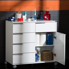 Adore Diamond MDL-05-BY-1-2 Lake Beyaz 5 Çekmeceli Banyo Dolabı