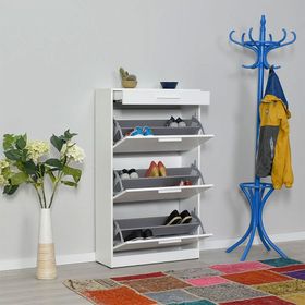Adore Flat Kapaklı Çekmeceli 3 Katlı Ayakkabılık