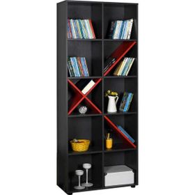 Adore Gaming Antrasit Kırmızı 75x188x30 cm 10 Raflı Kitaplık