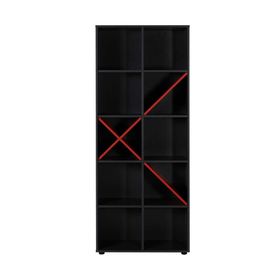 Adore Gaming Antrasit Kırmızı 75x188x30 cm 10 Raflı Kitaplık