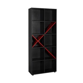Adore KTP-910-SK-1 Antrasit-Kırmızı 10 Raflı Dekoratif Kitaplık