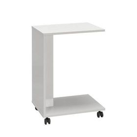 Adore Mobilya 35x65x45 cm Beyaz Mat Lake Çok Amaçlı Tekerlekli C Koltuk Sehpası