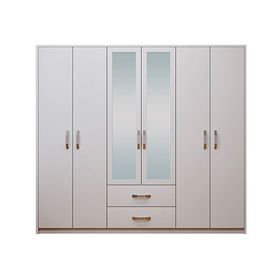 Adore Mobilya Beyaz 188x239x55 cm 6 Kapılı 2 Çekmeceli Aynalı Gardırop