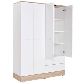 Adore Mobilya Beyaz 4 Kapılı 2 Çekmeceli İtalyan Meşe Gardırop