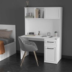 Adore Mobilya Country 120x167x60 cm Mat Lake Diamond Beyaz Kapaklı Çekmeceli Çalışma Masası