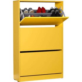 Adore Mobilya Flat Duo 3 Katlı Geniş Sarı Ayakkabılık Dolabı