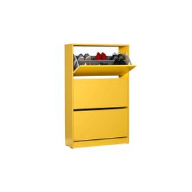 Adore Mobilya Flat Duo 3 Katlı Geniş Sarı Ayakkabılık Dolabı