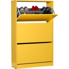 Adore Mobilya Flat Duo 3 Katlı Geniş Sarı Ayakkabılık Dolabı