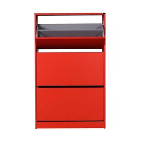 Adore Mobilya Flat Duo 3 Katlı Kırmızı Ayakkabılık Dolabı