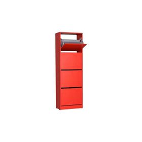 Adore Mobilya Flat Duo Kırmızı 51x157x26 cm 4 Katlı Ayakkabılık Dolabı
