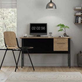 Adore Mobilya Focus Florida Meşe Siyah 130x75x60 cm Çalışma Masası