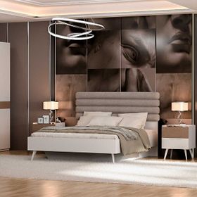 Adore Mobilya Milano Vizon Zebra 166x120x205 cm Çift Kişilik Karyola