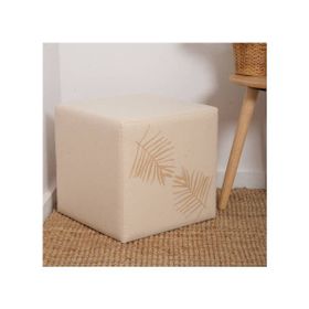 Adore Mobilya Palm Bej Yaprak Baskılı 40x40x40 cm Puf