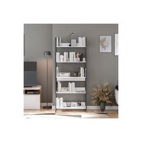 Adore Mobilya Profile Diamond Beyaz Siyah 73x172x35 cm 5 Raflı Kitaplık