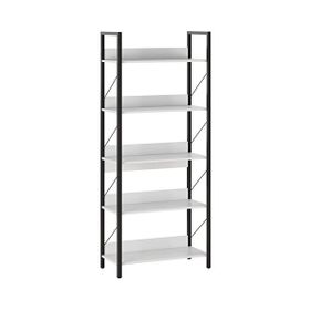 Adore Mobilya Profile Diamond Beyaz Siyah 73x172x35 cm 5 Raflı Kitaplık