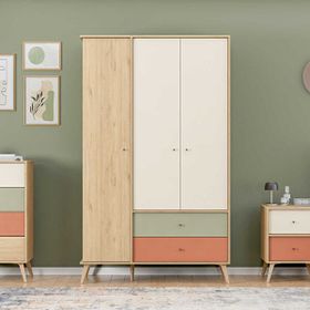 Adore Mobilya Terra Florida Meşe 121x200x54 cm Genç Odası 3 Kapılı 2 Çekmeceli Gardrop
