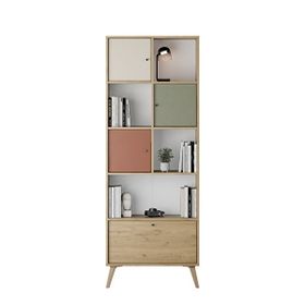 Adore Mobilya Terra Florida Meşe 67x181x30 cm Genç Odası 4 Kapaklı Kitaplık