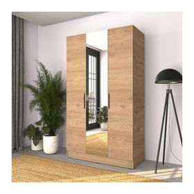 Adore Mobilya Trendline 3 Kapaklı Aynalı Florida Meşe Gardırop