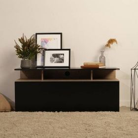 Adore Mobilya Vision Açık Ceviz Siyah 117x48x40 cm Çekmeceli TV Sehpası