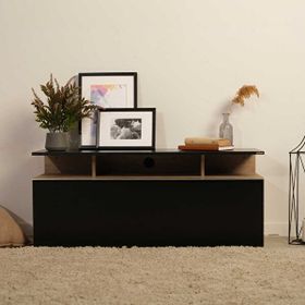 Adore Mobilya Vision Açık Ceviz Siyah 117x48x40 cm Çekmeceli TV Sehpası