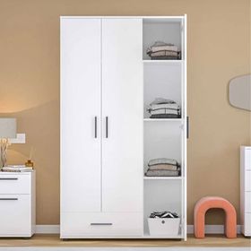 Adore Mobilya White 3 Kapaklı Tek Çekmeceli Mat Beyaz Gardırop