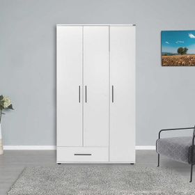 Adore Mobilya White 3 Kapaklı Tek Çekmeceli Mat Beyaz Gardırop