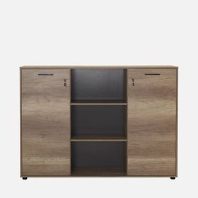 Adore Newyork Kahve 76x75x34 cm 2 Raflı Kilitli Kapaklı Kitaplık