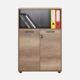 Adore Newyork Kahve 76x75x34 cm 2 Raflı Kilitli Kapaklı Kitaplık